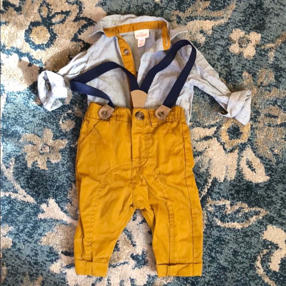 Baby suspender pants and shirt